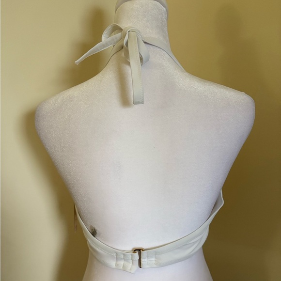 New Victoria’s Secret White Capri Ruffle Halter Bikini Swim Top Size 36DD - Picture 7 of 14